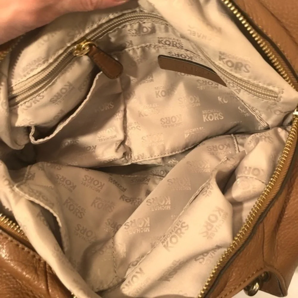 Michael kors brown leather triple compartment bag